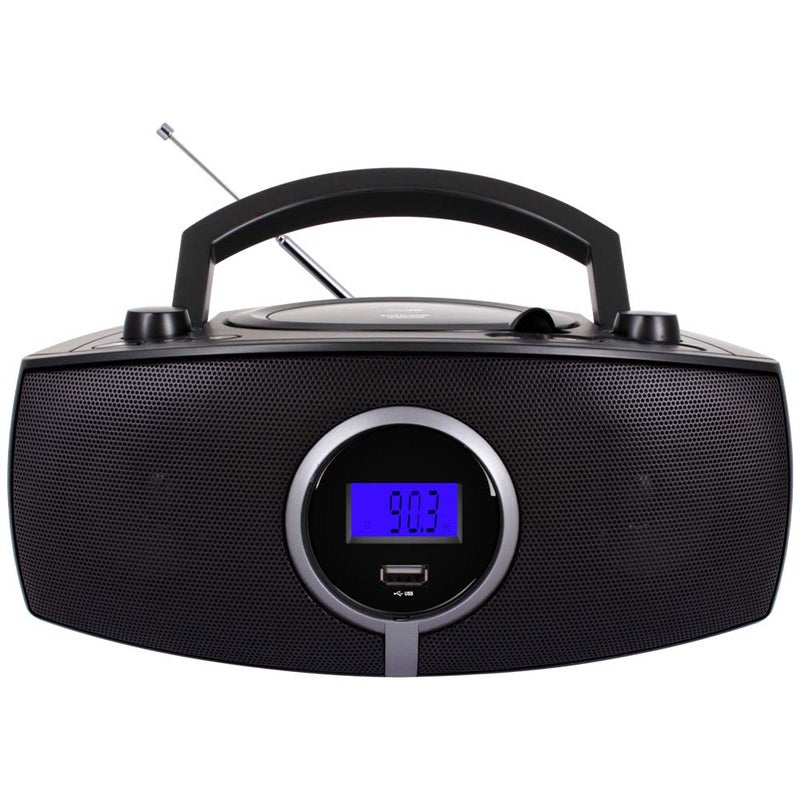 HANNLOMAX هاني لوماكس HX-316CD جهاز بومبوكس CD/MP3، راديو AM/FM، عرض تردد الراديو الرقمي، بلوتوث، منفذ USB لتشغيل MP3، شاشة LCD، مدخل Aux، مصدر طاقة AC/DC (أسود) - Image 2